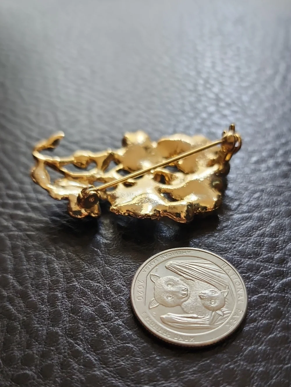 VTG Gold Floral Enamel Brooch with Multicolor Flowers